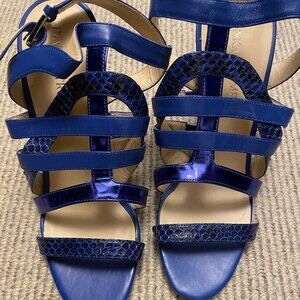 Ivanka Trump Blue Metallic Stiletto Sandals